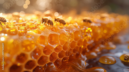 close up of honey comb