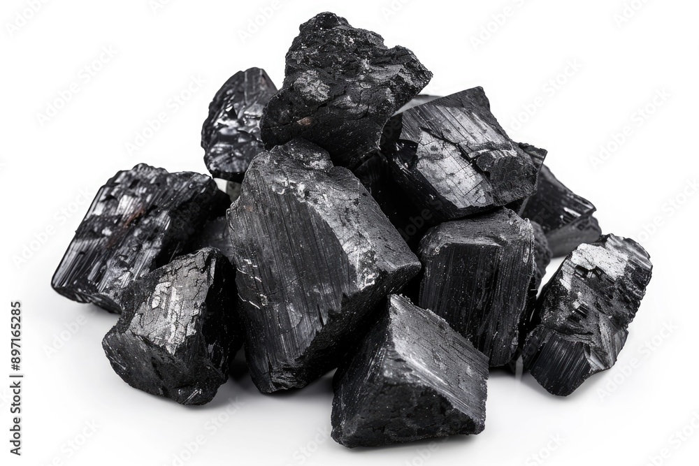A pile of coal sits on a clean and pure white surface, making for an interesting contrast A pile of coal sits on a clean and pure white surface, making for an interesting contrast