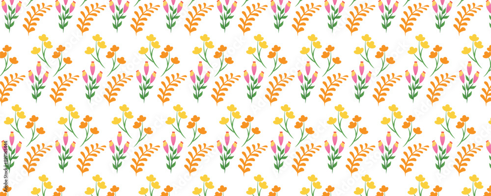 A unique seamless floral and leaf pattern design A unique seamless floral and leaf pattern design