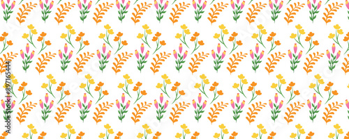 A unique seamless floral and leaf pattern design