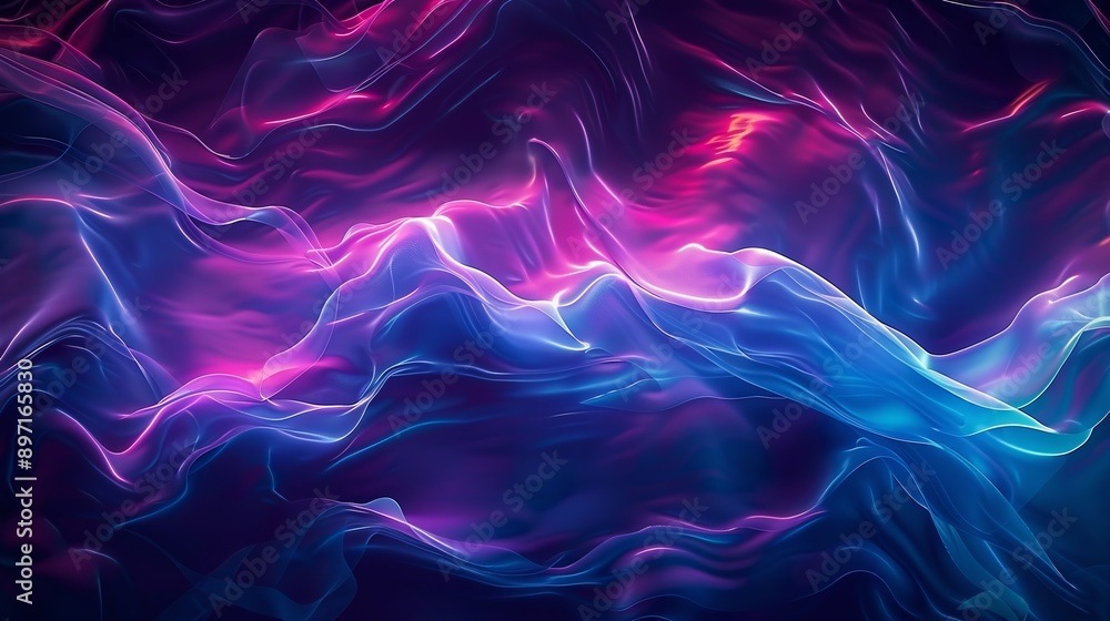 Fototapeta premium Abstract background forming flowing purple blue waves of energy, ideal for technology, science or music themes