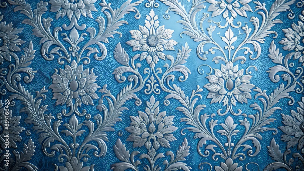 Beautiful high-resolution macro shot of intricately patterned abstract blue and silver wallpaper with subtle texture and gradient effects. Beautiful high-resolution macro shot of intricately patterned abstract blue and silver wallpaper with subtle texture and gradient effects.