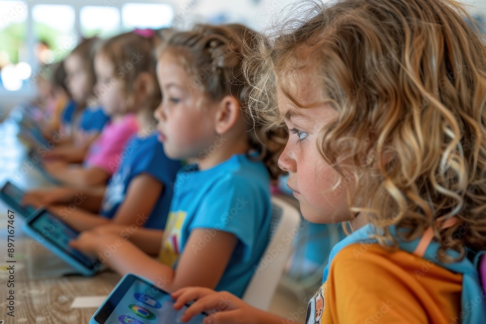 Modern Classroom Learning: Students Engaging with Tablets for Enhanced Education Experience Modern Classroom Learning: Students Engaging with Tablets for Enhanced Education Experience