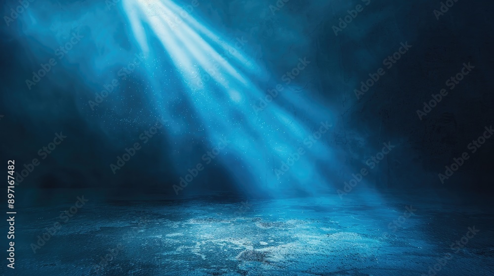 Blue spotlight shining on dark surface Blue spotlight shining on dark surface