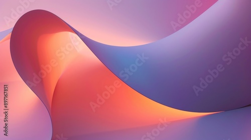 Flowing gradient of orange and purple hues in abstract background with smooth wavy shapes