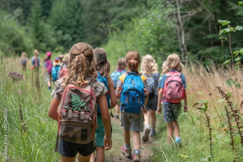 Young Explorers on a School Adventure: Kids Discovering Nature on a Field Trip