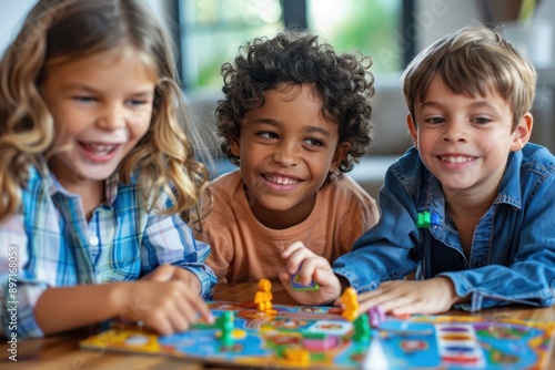 Engaging School Learning: Students Enjoying Educational Board Games Together