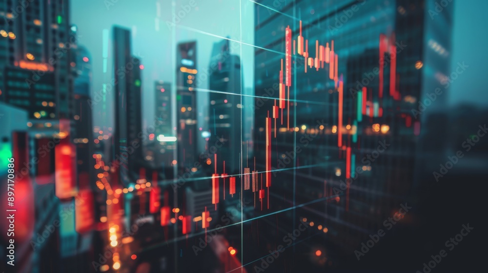 A modern city's skyline overlaid with financial graphs, indicating market trends and stock exchange data. A modern city's skyline overlaid with financial graphs, indicating market trends and stock exchange data.