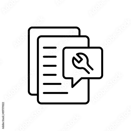 Technical documentation outline icons, minimalist vector illustration ,simple transparent graphic element .Isolated on white background