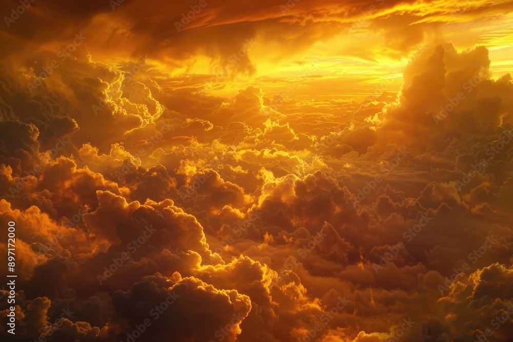 A beautiful sunset with clouds and orange hues A beautiful sunset with clouds and orange hues