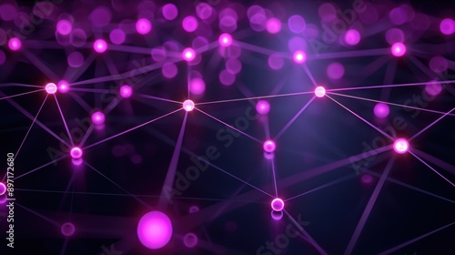 Global network system, matte black backdrop, iridescent violet pathways, illuminated nodes, modern and interconnected.