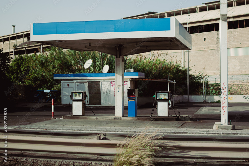 An abandoned petrol station in Catania. Sicily, Italy. An abandoned petrol station in Catania. Sicily, Italy.