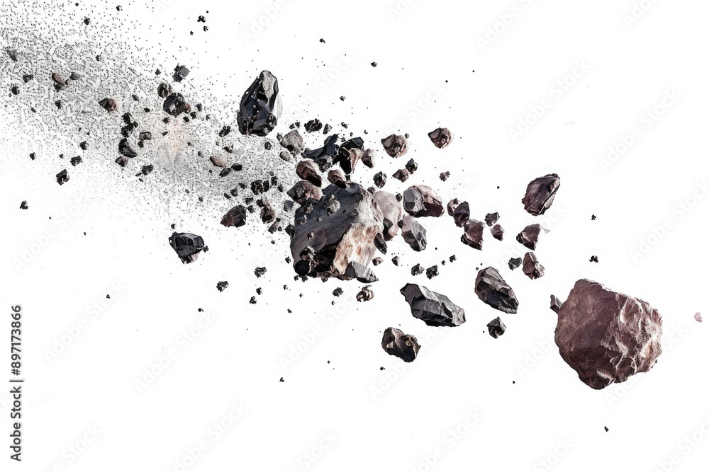 A collection of rocks and gravel arranged on a clean white surface A collection of rocks and gravel arranged on a clean white surface