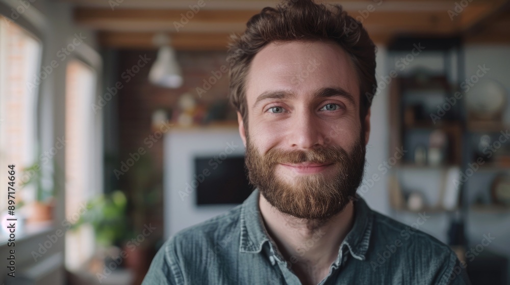 A detailed view of a bearded man's face, ideal for use in editorial or advertising contexts A detailed view of a bearded man's face, ideal for use in editorial or advertising contexts