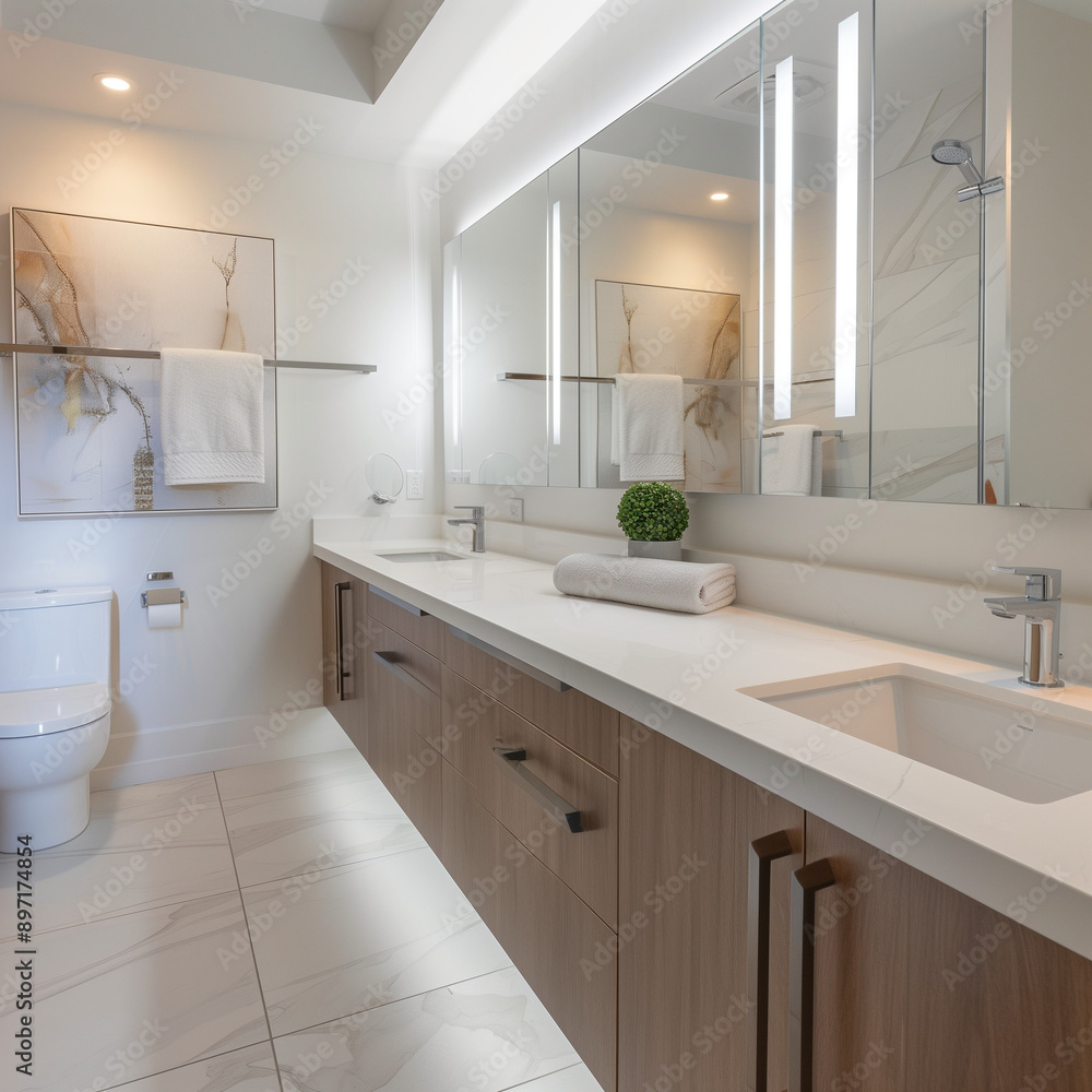 Based on your request, here is a sentence that can be used to describe or name the image of the modern bathroom: Based on your request, here is a sentence that can be used to describe or name the image of the modern bathroom: