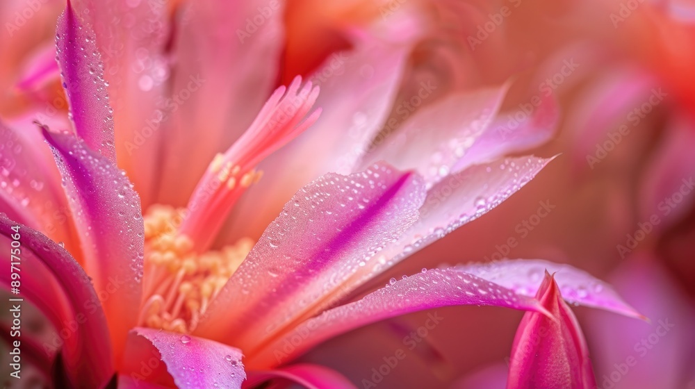 Macro photograph of blossoming spring cactus petals Macro photograph of blossoming spring cactus petals