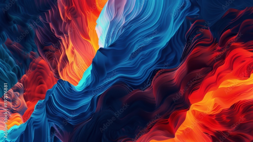 Designing a dynamic abstract backdrop featuring flowing wavy patterns and a surreal blend of bright red, blue, orange, yellow, purple, and pink hues in a vibrant gradient spectrum Designing a dynamic abstract backdrop featuring flowing wavy patterns and a surreal blend of bright red, blue, orange, yellow, purple, and pink hues in a vibrant gradient spectrum