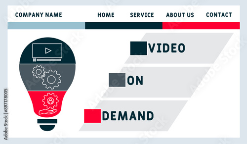 VOD - video on demand acronym. business concept background. vector illustration concept with keywords and icons. lettering illustration with icons for web banner, flyer, landing