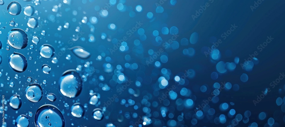 Abstract water droplets on a blue background creating a fresh, clean, and vibrant pattern. Generative ai Abstract water droplets on a blue background creating a fresh, clean, and vibrant pattern. Generative ai