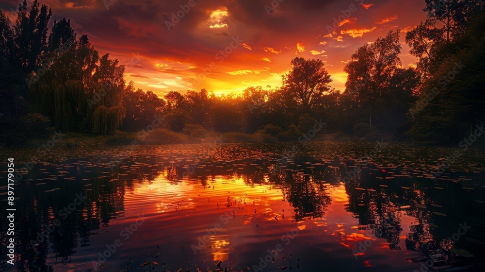 Obraz premium Sunset Reflected in Water.