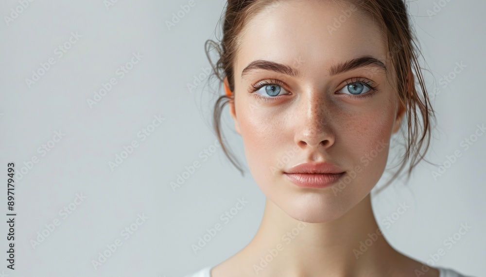 European Woman Minimalist CloseUp Portrait with Pristine Background close up of woman European Woman Minimalist CloseUp Portrait with Pristine Background close up of woman