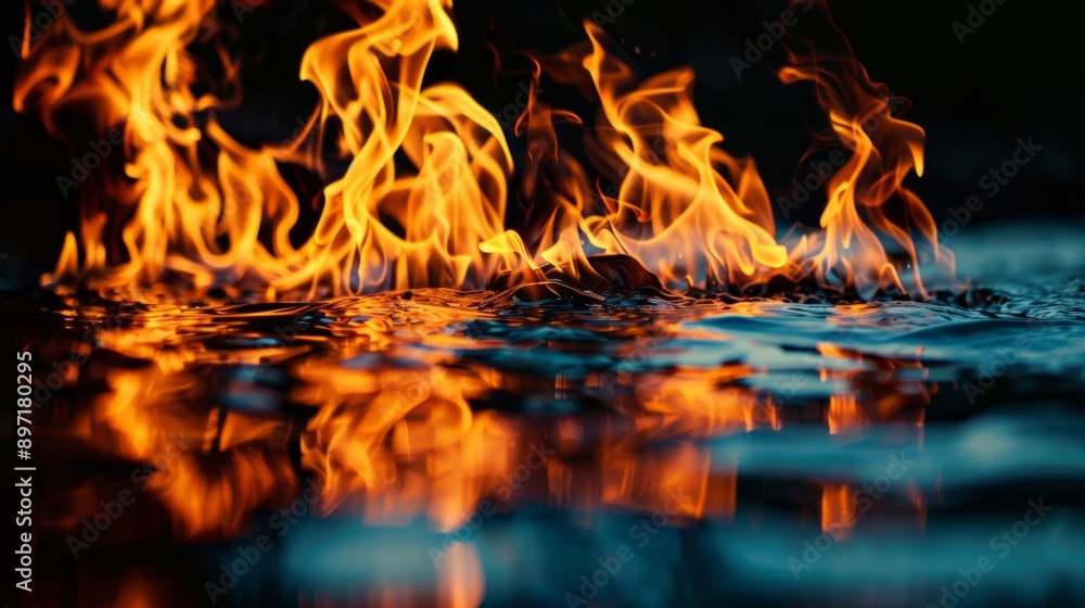 Fire Burning On Water.
