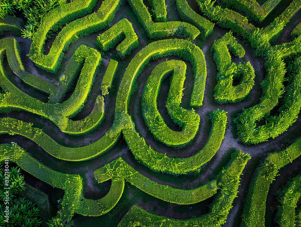 Aerial View of a Lush Green Hedge Maze Aerial View of a Lush Green Hedge Maze