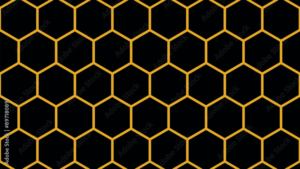 Honeycombs Pattern with honeycombs on a black background. Seamless honeycombs. Colors are easily edited. Honeycombs Pattern with honeycombs on a black background. Seamless honeycombs. Colors are easily edited.