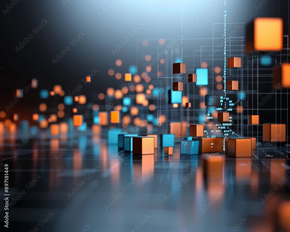 A digital illustration of an abstract data visualization