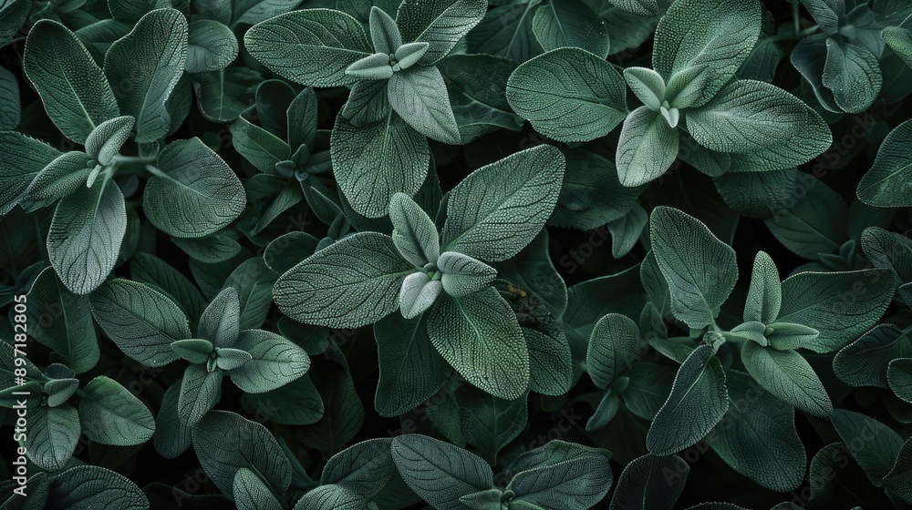 Close-up of organic peppermint leaves with ice crystals, natural herbaceous aroma, food or drink ingredient background Close-up of organic peppermint leaves with ice crystals, natural herbaceous aroma, food or drink ingredient background