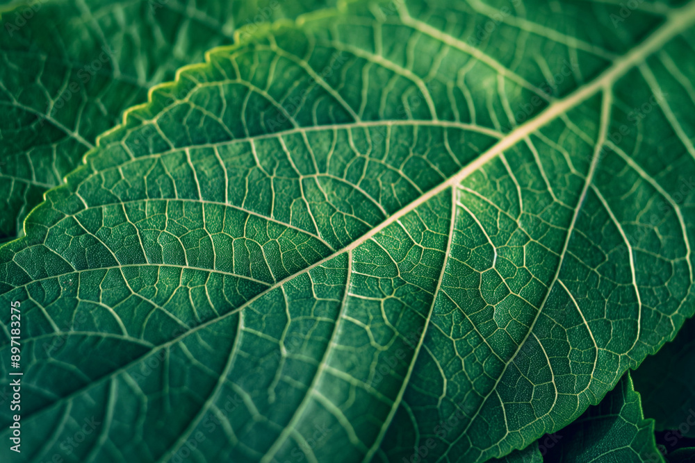 Close-Up of Green Leaf Showing Detailed Veins and Texture, Concept of Natural Patterns and Intricacy. Generative AI Close-Up of Green Leaf Showing Detailed Veins and Texture, Concept of Natural Patterns and Intricacy. Generative AI