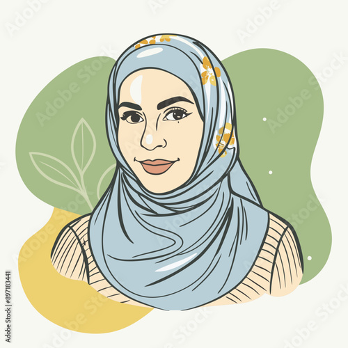 beautyful arabic woman vector illustration