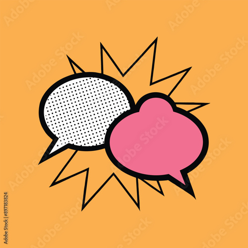 This vector illustration features vintage word bubbles with retro, bubbly comic shapes. Perfect for adding a nostalgic, playful touch to your designs. Ideal for comics, posters, and creative projects.
