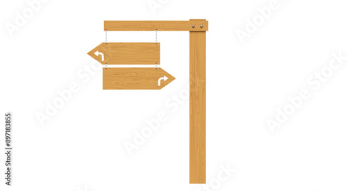 blank wooden road sign on the white background	

