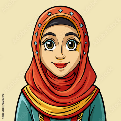 beautyful arabic woman vector illustration