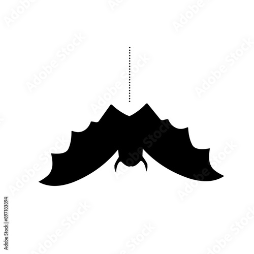 Black silhouettes of halloween bats set on white background