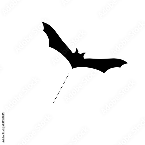 Black silhouettes of halloween bats set on white background