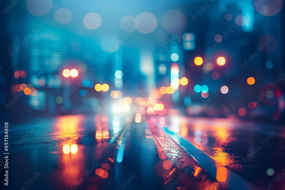 Blurred City Lights at Night with Vibrant Bokeh Effect, Capturing Urban Nightlife and Excitement. Generative AI Blurred City Lights at Night with Vibrant Bokeh Effect, Capturing Urban Nightlife and Excitement. Generative AI