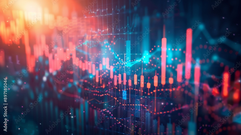 Fototapeta premium Colorful financial chart shows market trends and fluctuations with vivid colors, aiding analysis and visualization