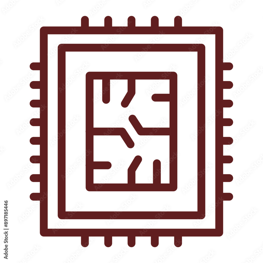 Chip Vector Line Maroon Icon Design Chip Vector Line Maroon Icon Design