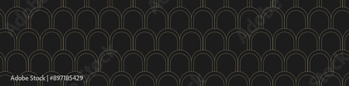 Seamless golden arch texture on a black background. Elegant pattern in Art Nouveau style. Geometric decorative texture. Geometric art deco texture. Vector EPS 10
