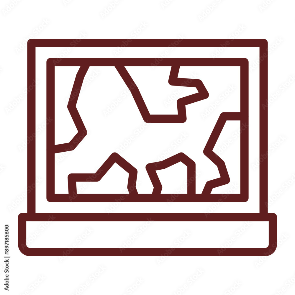 Broken Laptop Vector Line Maroon Icon Design Broken Laptop Vector Line Maroon Icon Design