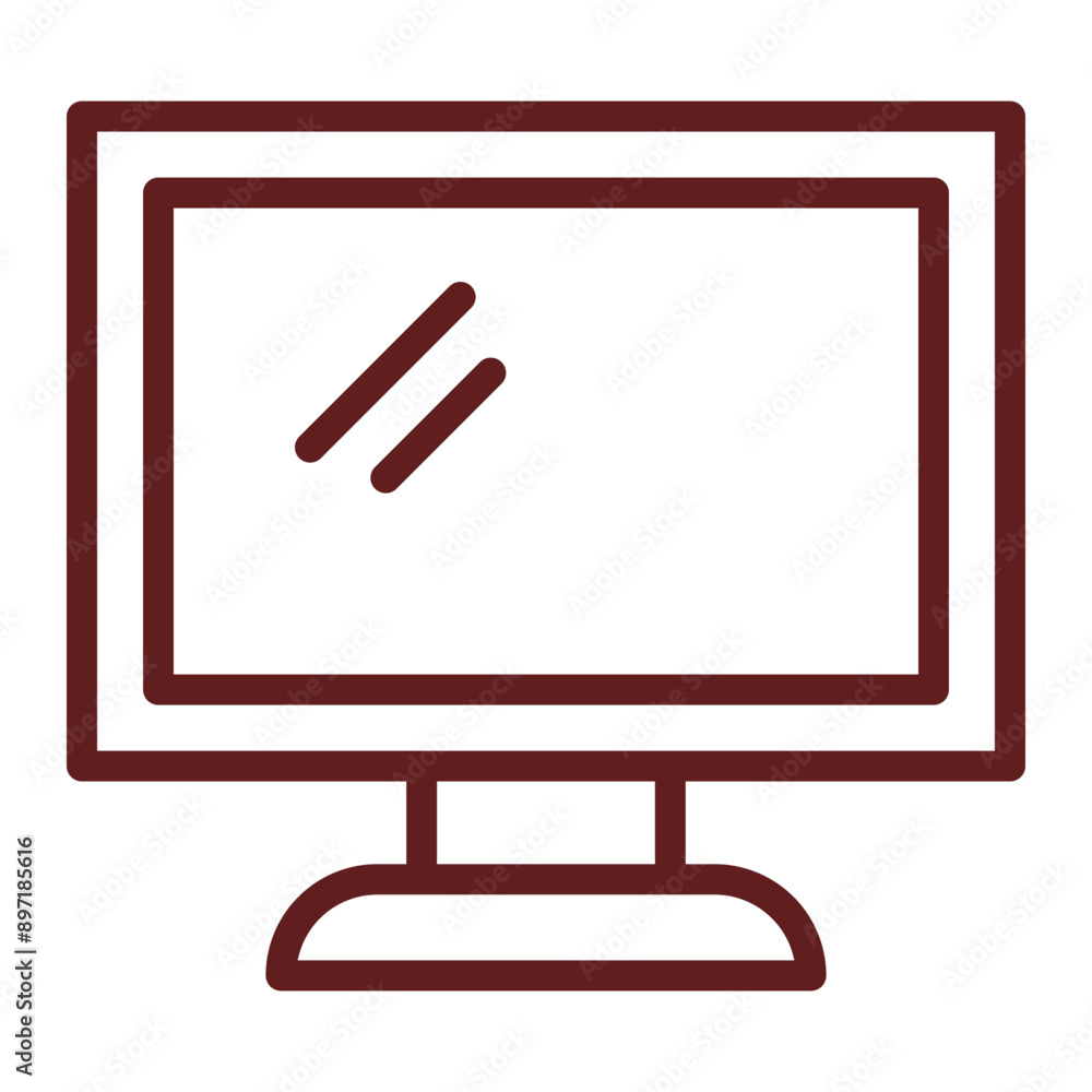 Computer Screen Vector Line Maroon Icon Design Computer Screen Vector Line Maroon Icon Design