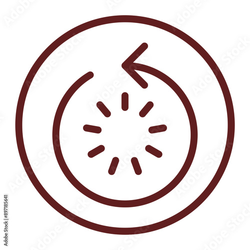 Restart Vector Line Maroon Icon Design
