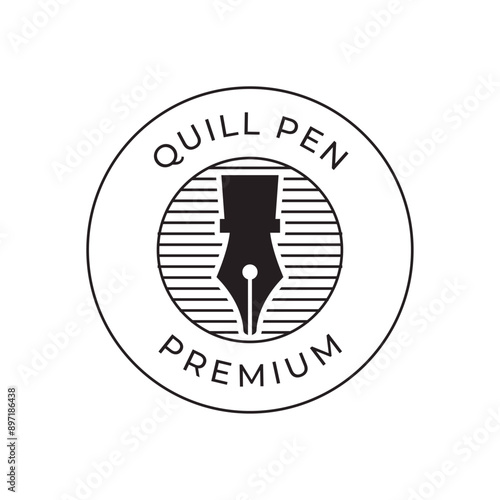 Fountain pen icon vintage style, vector illustration.