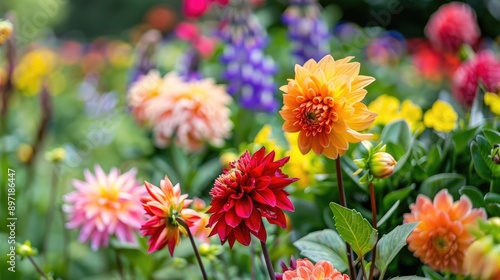 Diverse and vibrant flowers in the park