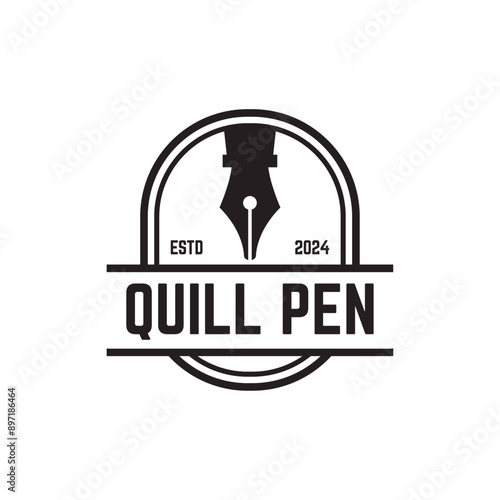 Fountain pen icon vintage style, vector illustration.