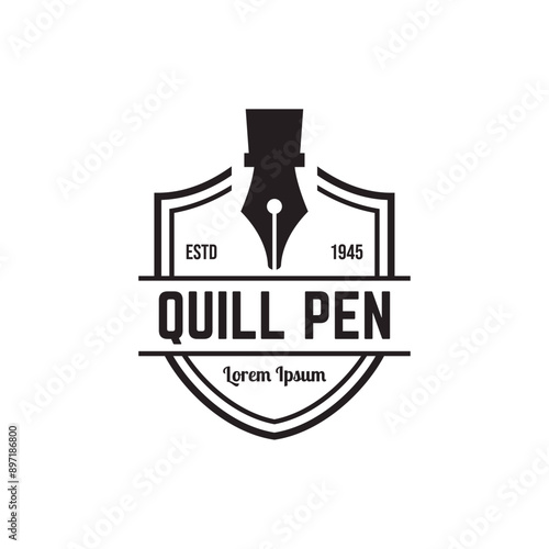 Fountain pen icon vintage style, vector illustration.