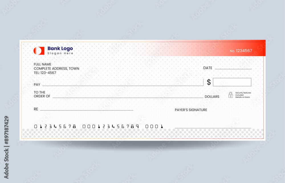 Blank check, bank cheque design, vector format Blank check, bank cheque design, vector format