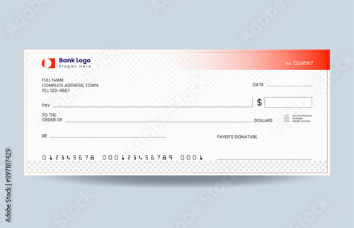  Blank check, bank cheque design, vector format
